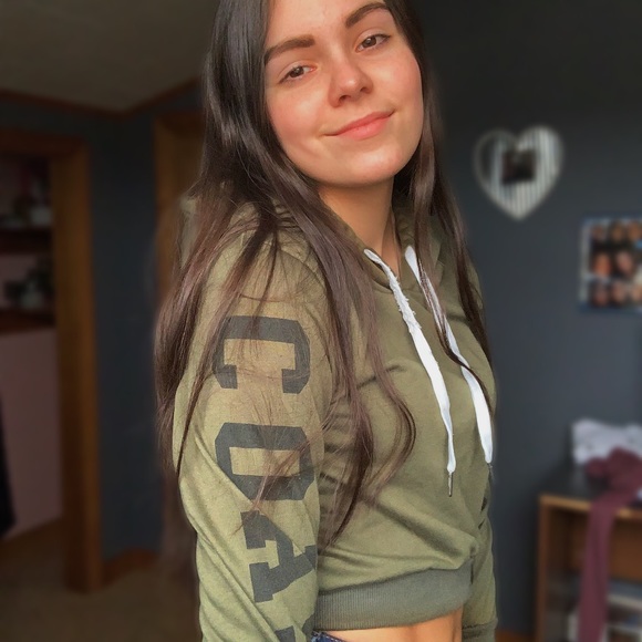 Banana Republic Girls Army Green Crop Top Pullover - Picture 4 of 8